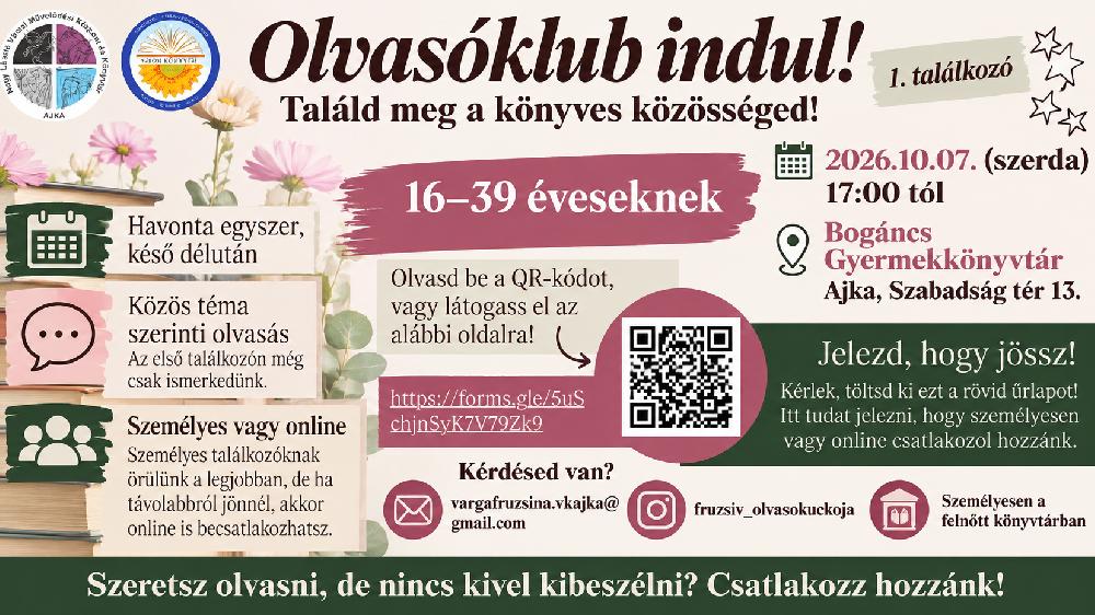 Olvasóklub indul! 16–39 éveseknek